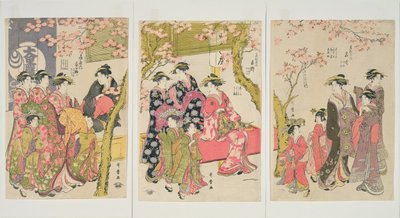 Courtesans Strolling Beneath Cherry Trees Before the Daiko, c.1789 by Kitagawa Utamaro